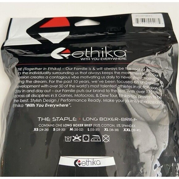 NEW TWO Red and Black Men's Ethika The Staple Long Boxer Brief Size L (33 - 35) - Picture 7 of 8